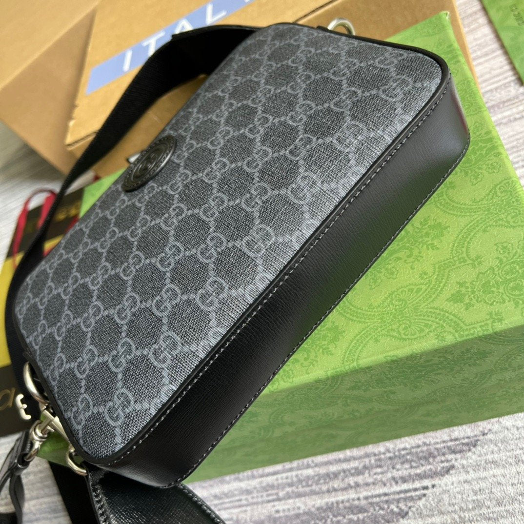 Gucci Shoulder Bag With Interlocking G Black GG Supreme Canvas For Women 9.6in/24.5cm