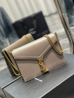 Saint Laurent Cassandra Medium Chain Bag In Grain De Poudre Embossed 22cm
