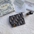 Christian Dior Saddle Blue Flap Card Holder 11cm