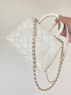 Chanel Flap Bag With Top Handle 19cm White