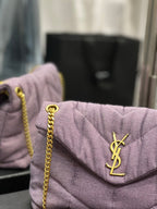 Saint Laurent Puffer Small Chain Bag In Denim 29cm