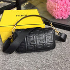 Fendi FF Embossed Baguette Bag 26cm Spring/Summer Collection, Black