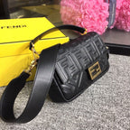 Fendi FF Embossed Baguette Bag 26cm Spring/Summer Collection, Black