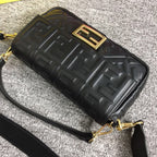 Fendi FF Embossed Baguette Bag 26cm Spring/Summer Collection, Black