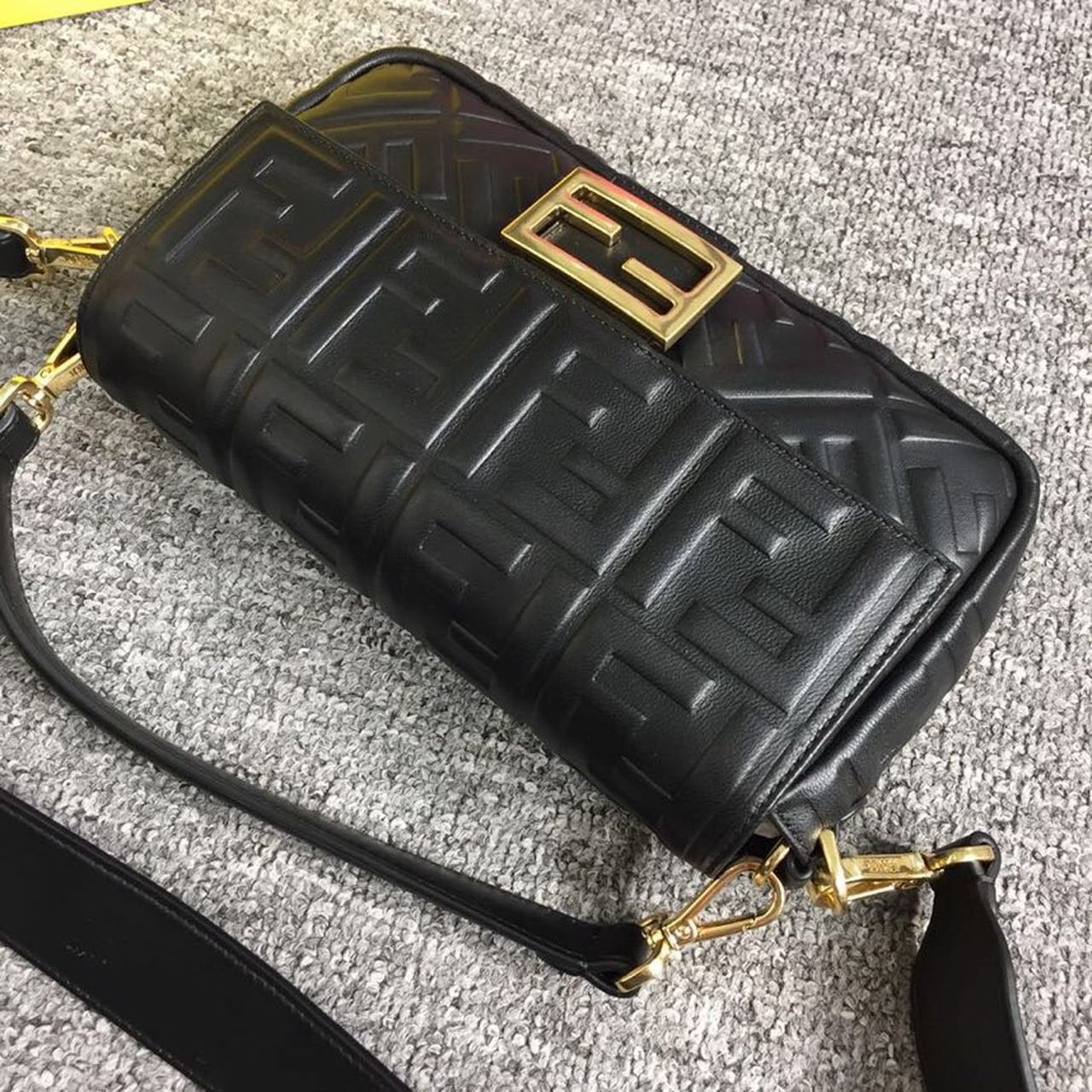 Fendi FF Embossed Baguette Bag 26cm Spring/Summer Collection, Black