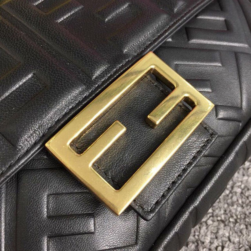 Fendi FF Embossed Baguette Bag 26cm Spring/Summer Collection, Black