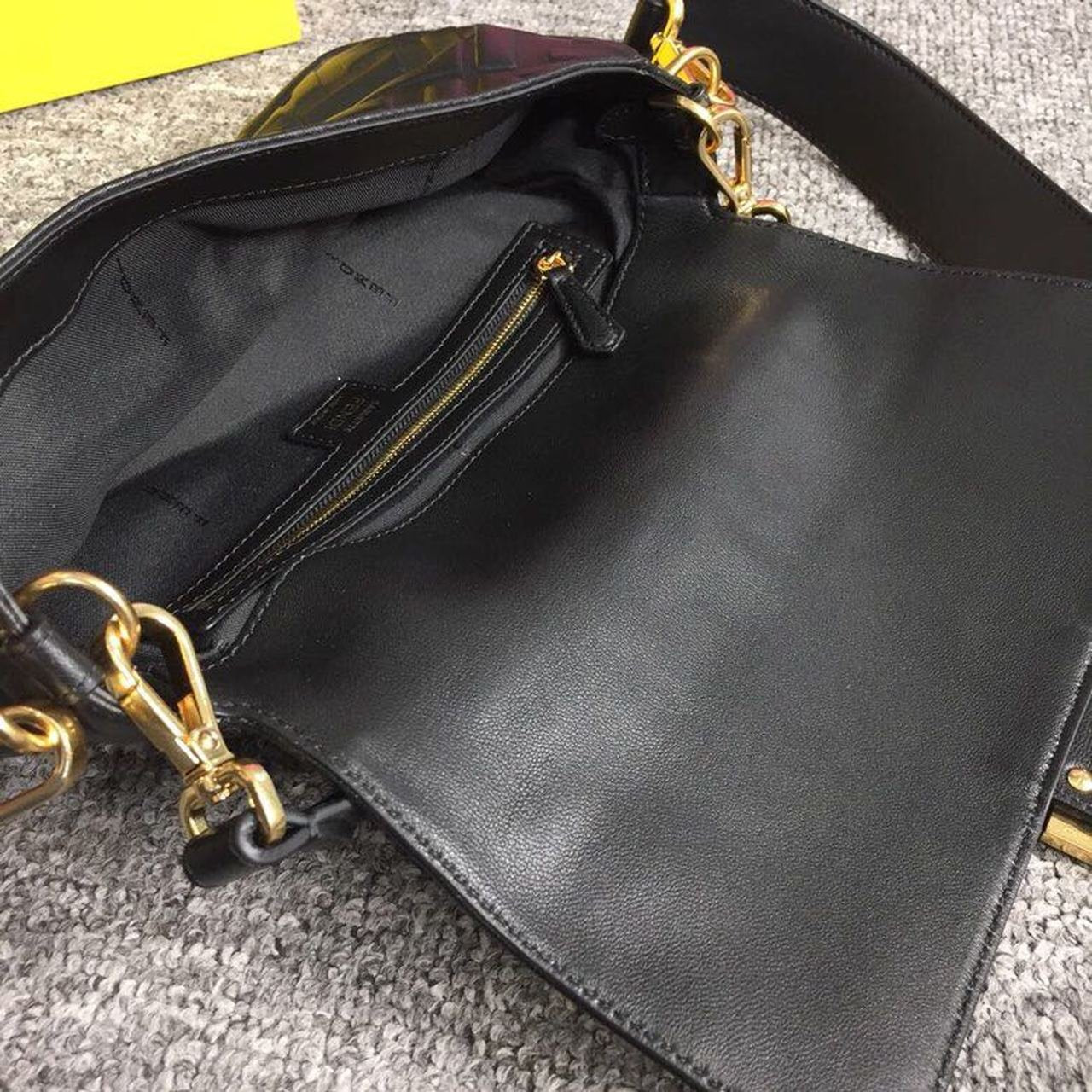 Fendi FF Embossed Baguette Bag 26cm Spring/Summer Collection, Black