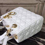 Christian Dior Lady Dior Bag 24cm Gold Hardware Lambskin Leather Spring/Summer Collection White