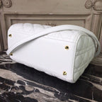 Christian Dior Lady Dior Bag 24cm Gold Hardware Lambskin Leather Spring/Summer Collection White