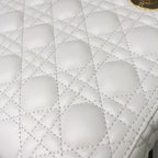 Christian Dior Lady Dior Bag 24cm Gold Hardware Lambskin Leather Spring/Summer Collection White