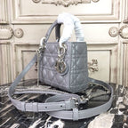 Christian Dior Mini Lady Dior Bag 18cm with Chain Silver Hardware Lambskin Leather Spring/Summer Collection, Grey