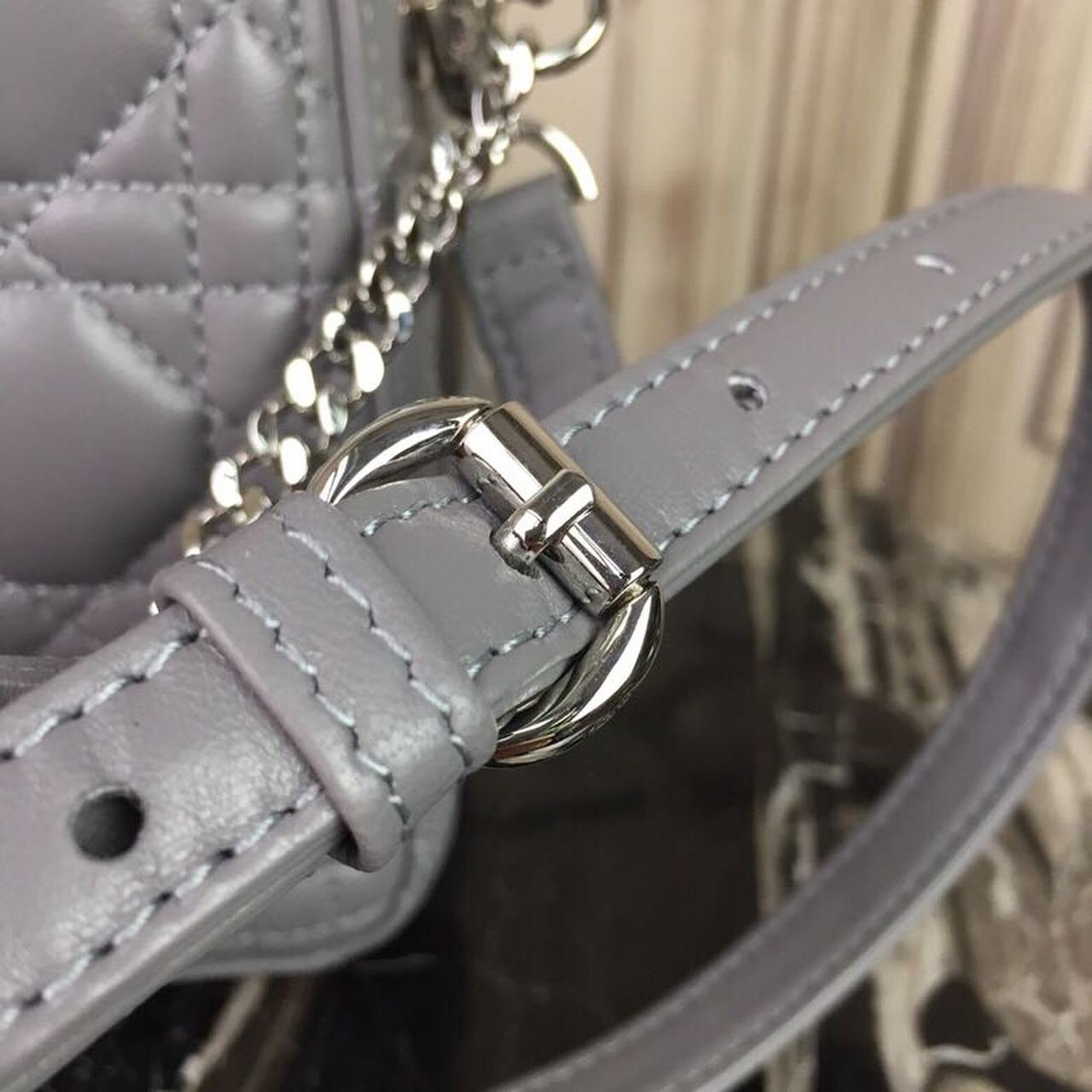 Christian Dior Mini Lady Dior Bag 18cm with Chain Silver Hardware Lambskin Leather Spring/Summer Collection, Grey