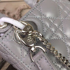 Christian Dior Mini Lady Dior Bag 18cm with Chain Silver Hardware Lambskin Leather Spring/Summer Collection, Grey