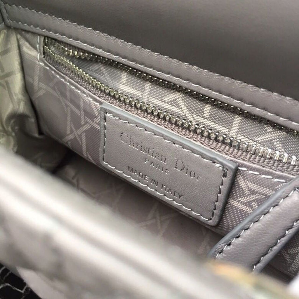 Christian Dior Mini Lady Dior Bag 18cm with Chain Silver Hardware Lambskin Leather Spring/Summer Collection, Grey