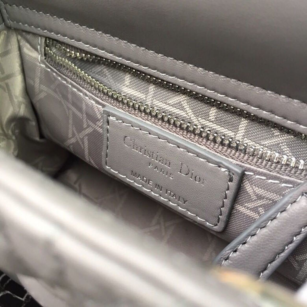 Christian Dior Mini Lady Dior Bag 18cm with Chain Silver Hardware Lambskin Leather Spring/Summer Collection, Grey