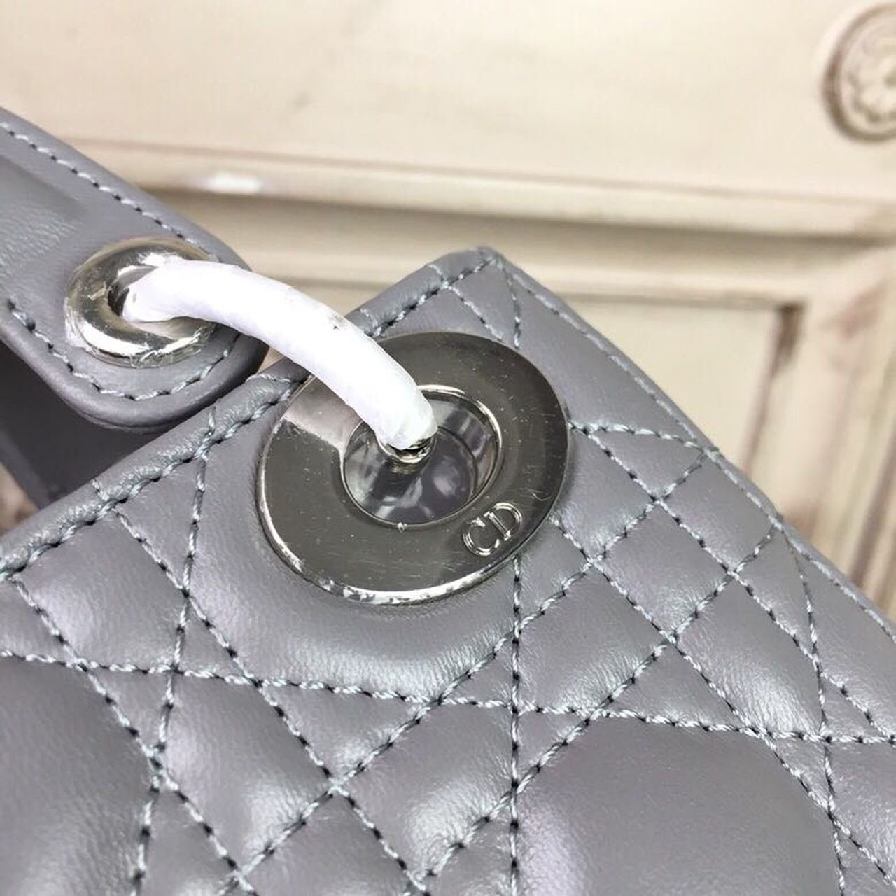 Christian Dior Mini Lady Dior Bag 18cm with Chain Silver Hardware Lambskin Leather Spring/Summer Collection, Grey