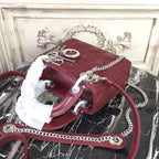 Christian Dior Mini Lady Dior Bag 18cm with Chain Silver Hardware Lambskin Leather Spring/Summer Collection, Burgundy
