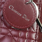 Christian Dior Mini Lady Dior Bag 18cm with Chain Silver Hardware Lambskin Leather Spring/Summer Collection, Burgundy