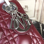 Christian Dior Mini Lady Dior Bag 18cm with Chain Silver Hardware Lambskin Leather Spring/Summer Collection, Burgundy