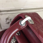 Christian Dior Mini Lady Dior Bag 18cm with Chain Silver Hardware Lambskin Leather Spring/Summer Collection, Burgundy