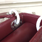 Christian Dior Mini Lady Dior Bag 18cm with Chain Silver Hardware Lambskin Leather Spring/Summer Collection, Burgundy