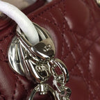 Christian Dior Mini Lady Dior Bag 18cm with Chain Silver Hardware Lambskin Leather Spring/Summer Collection, Burgundy