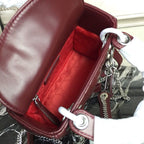 Christian Dior Mini Lady Dior Bag 18cm with Chain Silver Hardware Lambskin Leather Spring/Summer Collection, Burgundy