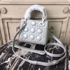 Christian Dior Mini Lady Dior Bag 18cm with Chain Silver Hardware Lambskin Leather Spring/Summer Collection, Pearl Gold