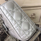 Christian Dior Mini Lady Dior Bag 18cm with Chain Silver Hardware Lambskin Leather Spring/Summer Collection, Pearl Gold