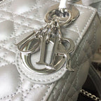 Christian Dior Mini Lady Dior Bag 18cm with Chain Silver Hardware Lambskin Leather Spring/Summer Collection, Pearl Gold