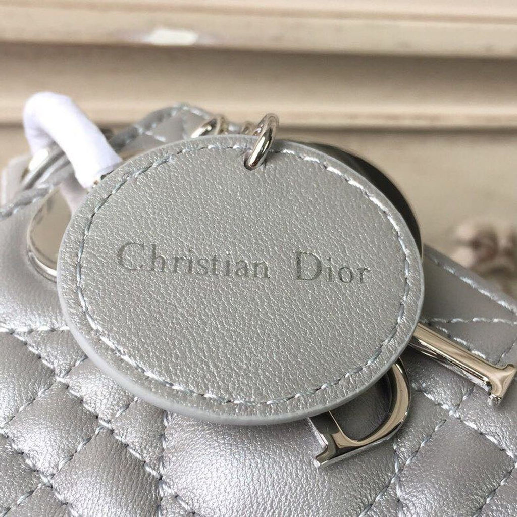 Christian Dior Mini Lady Dior Bag 18cm with Chain Silver Hardware Lambskin Leather Spring/Summer Collection, Pearl Gold