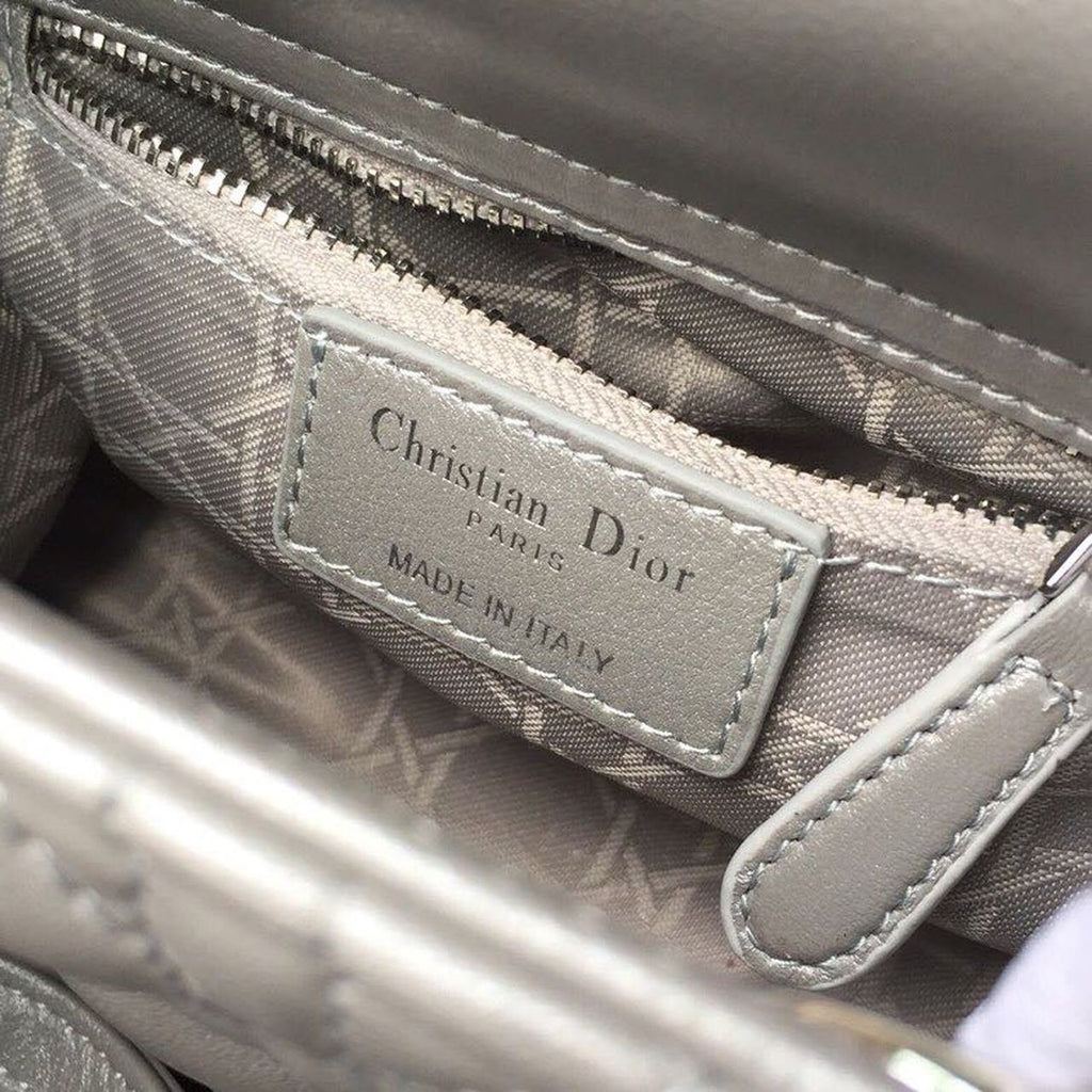 Christian Dior Mini Lady Dior Bag 18cm with Chain Silver Hardware Lambskin Leather Spring/Summer Collection, Pearl Gold