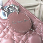 Christian Dior Mini Lady Dior Bag 18cm with Chain Silver Hardware Lambskin Leather Spring/Summer Collection, Dusty Pink