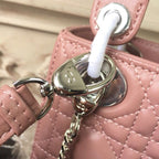Christian Dior Mini Lady Dior Bag 18cm with Chain Silver Hardware Lambskin Leather Spring/Summer Collection, Dusty Pink