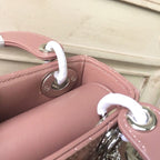 Christian Dior Mini Lady Dior Bag 18cm with Chain Silver Hardware Lambskin Leather Spring/Summer Collection, Dusty Pink