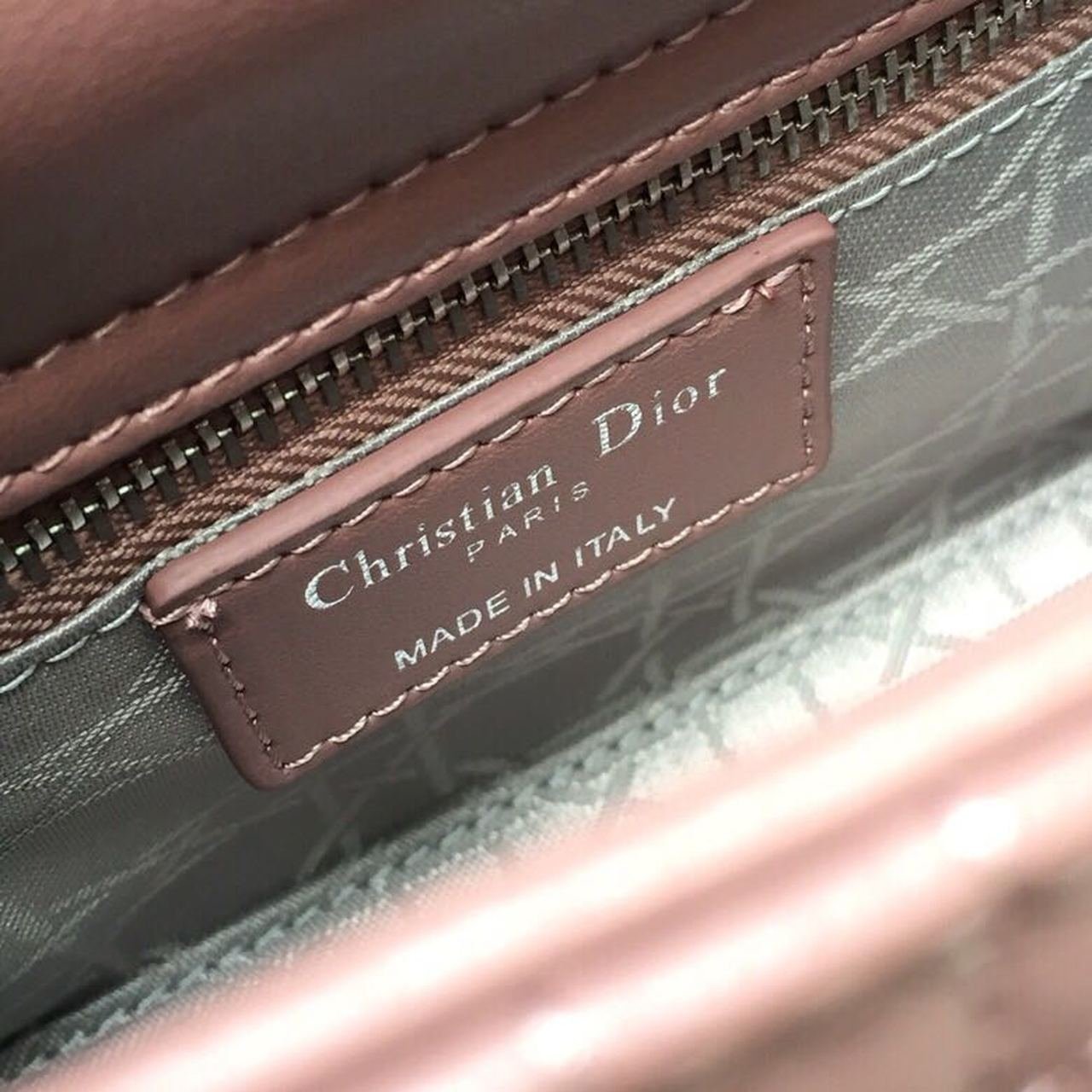 Christian Dior Mini Lady Dior Bag 18cm with Chain Silver Hardware Lambskin Leather Spring/Summer Collection, Dusty Pink