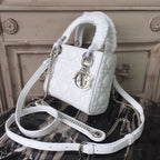 Christian Dior Mini Lady Dior Bag 18cm with Chain Silver Hardware Lambskin Leather Spring/Summer Collection, White