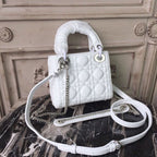 Christian Dior Mini Lady Dior Bag 18cm with Chain Silver Hardware Lambskin Leather Spring/Summer Collection, White