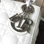Christian Dior Mini Lady Dior Bag 18cm with Chain Silver Hardware Lambskin Leather Spring/Summer Collection, White