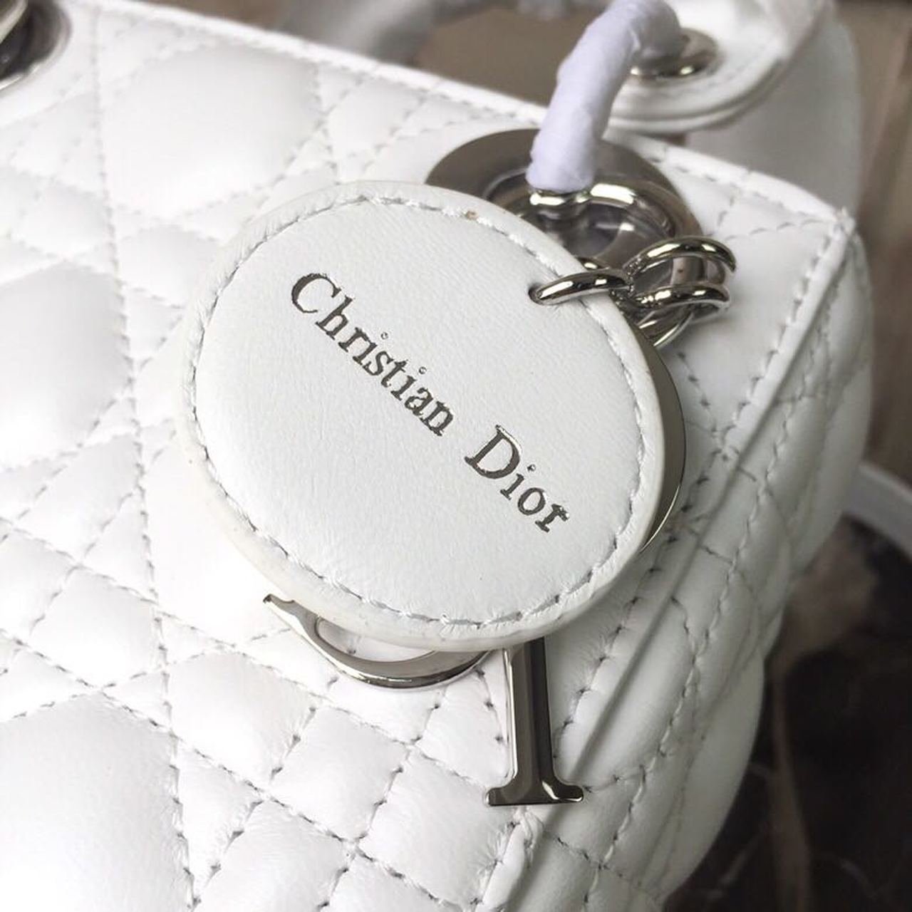 Christian Dior Mini Lady Dior Bag 18cm with Chain Silver Hardware Lambskin Leather Spring/Summer Collection, White