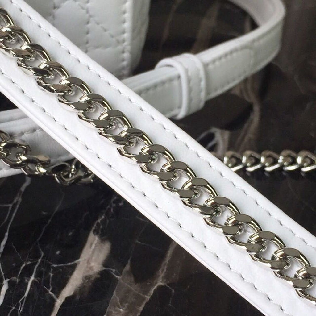 Christian Dior Mini Lady Dior Bag 18cm with Chain Silver Hardware Lambskin Leather Spring/Summer Collection, White