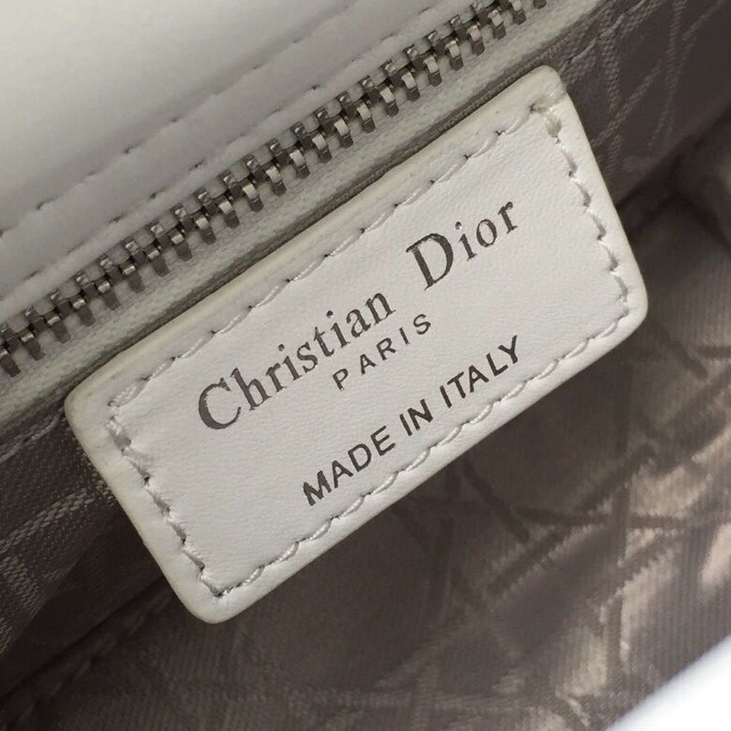 Christian Dior Mini Lady Dior Bag 18cm with Chain Silver Hardware Lambskin Leather Spring/Summer Collection, White