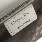 Christian Dior Mini Lady Dior Bag 18cm with Chain Silver Hardware Lambskin Leather Spring/Summer Collection, White