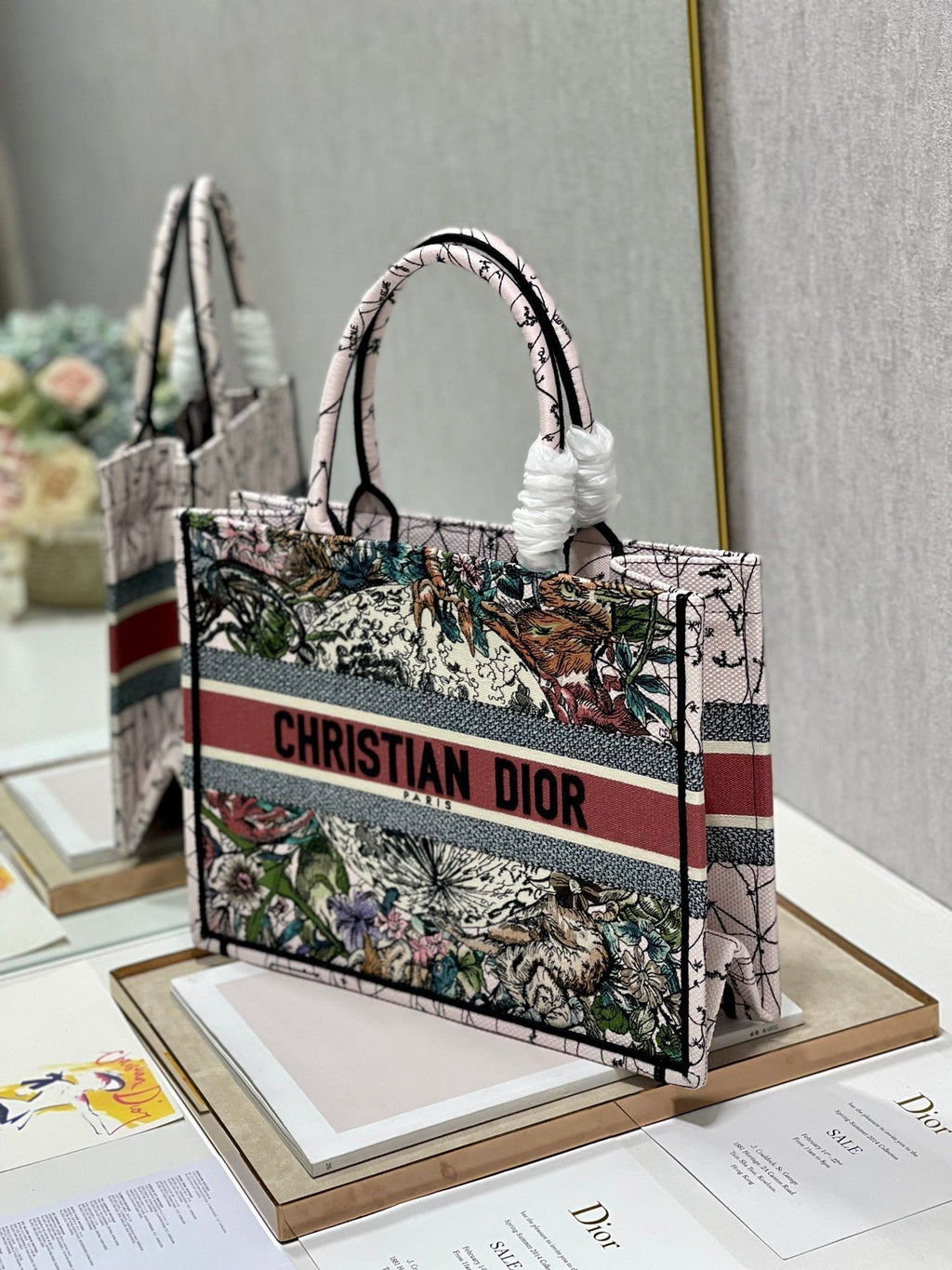Christina Dior Medium Book Tote Bag 36cm Light Pink