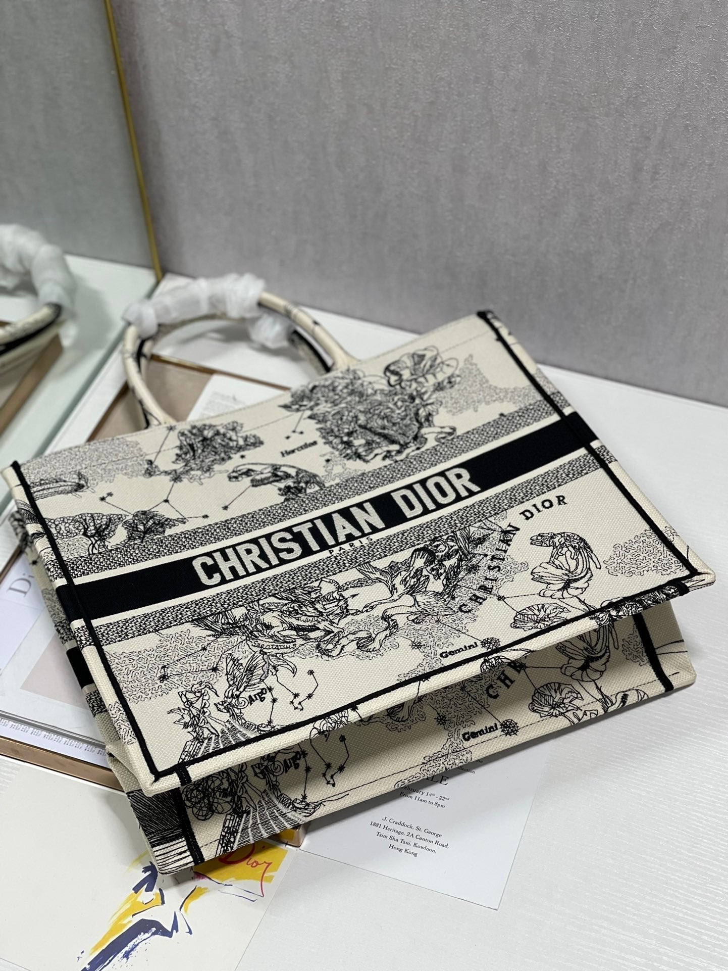 Christina Dior Book Tote Bag 41 cm Black/Beige