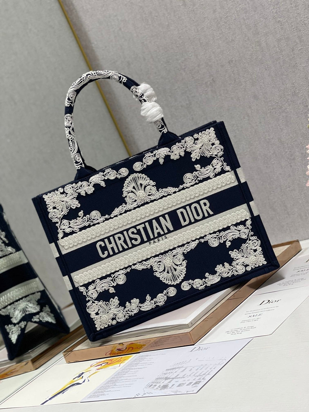 Christina Dior Medium Book Tote Bag 36cm Black