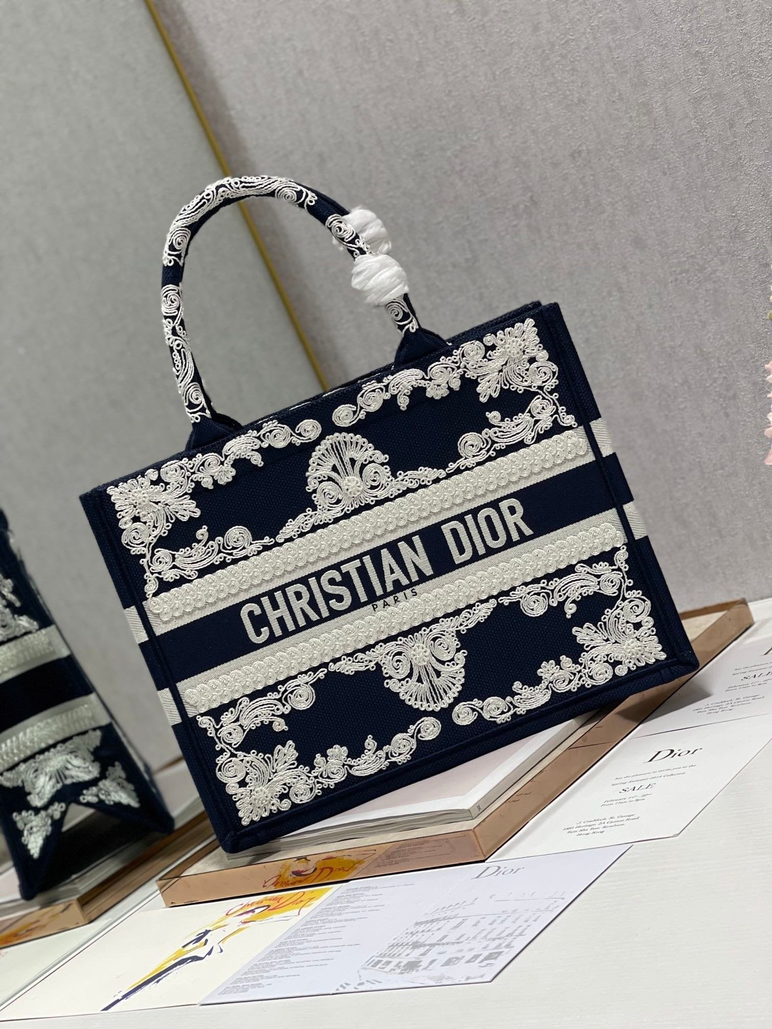 Christina Dior Medium Book Tote Bag 36cm Black