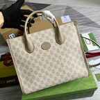 Gucci Small Tote Bag With Interlocking G Beige For Women, Women’s Bags 12.2in/31cm