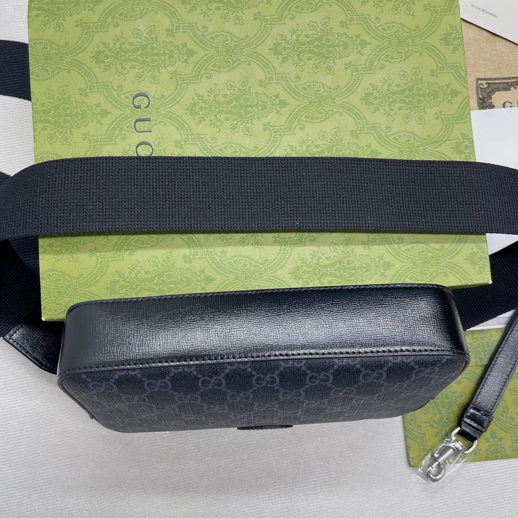 Gucci Shoulder Bag With Interlocking G Black GG Supreme Canvas For Women 9.6in/24.5cm