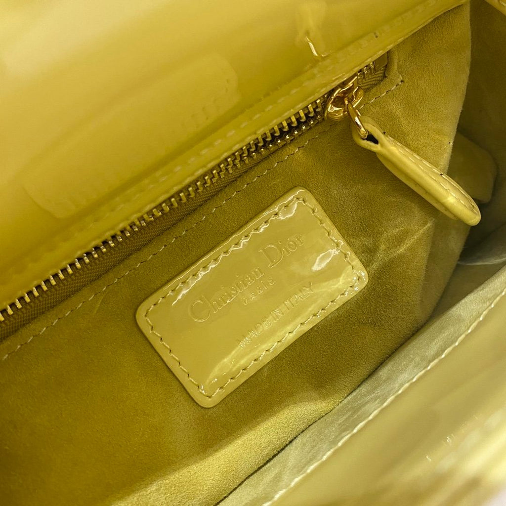 Christian Dior Lady Dior Bag Gold Hardware 17cm Yellow